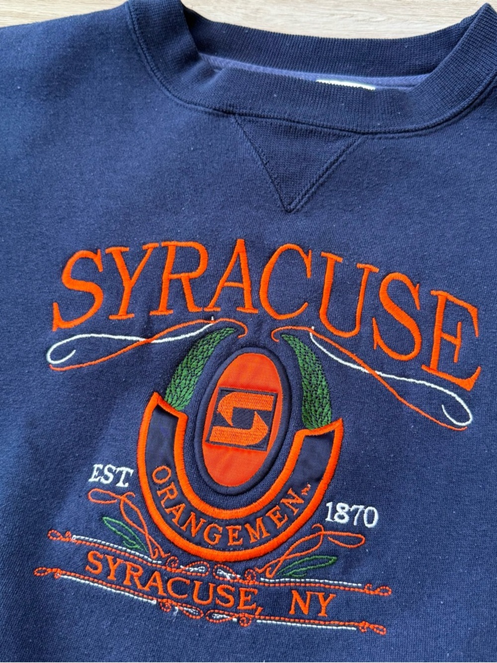 Vintage 90s Syracuse University Orangemen Crewneck Sweatshirt Size L Embroidered
